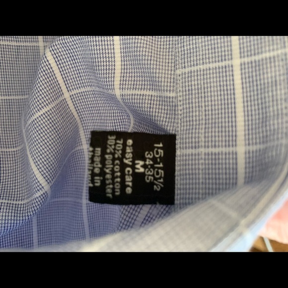 Bar III mens shirt blue with grid print. Sz M never worn - Picture 3 of 4